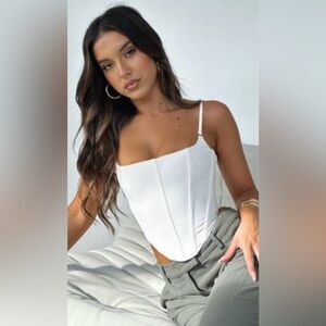 White Fox Boutique Nothing New Bustier Corset Top White Size S NWT